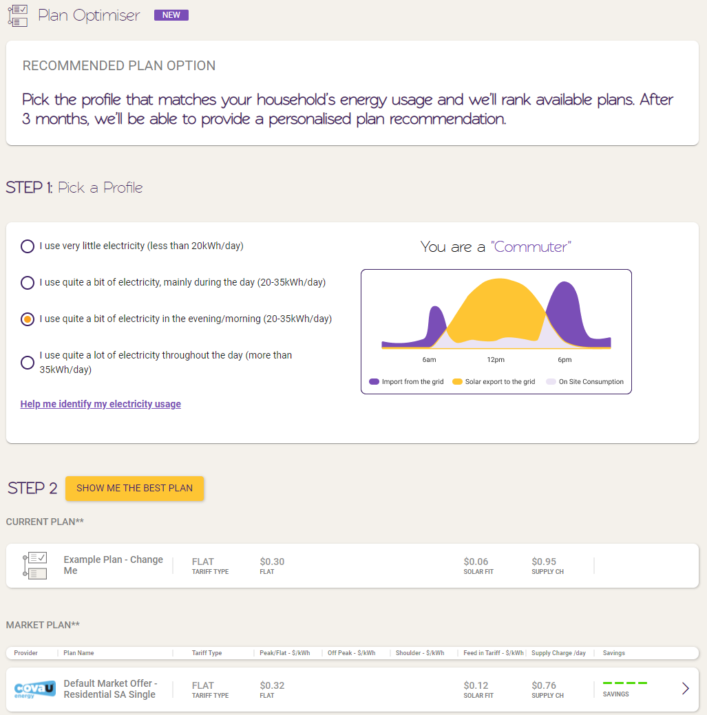 pick-a-profile plan optimiser