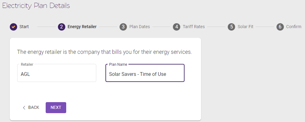 My Electricity Bill How to add edit an electricity plan