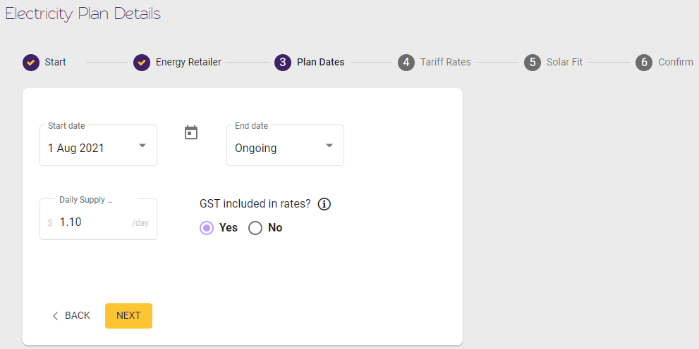 My Electricity Bill How to add edit an electricity plan