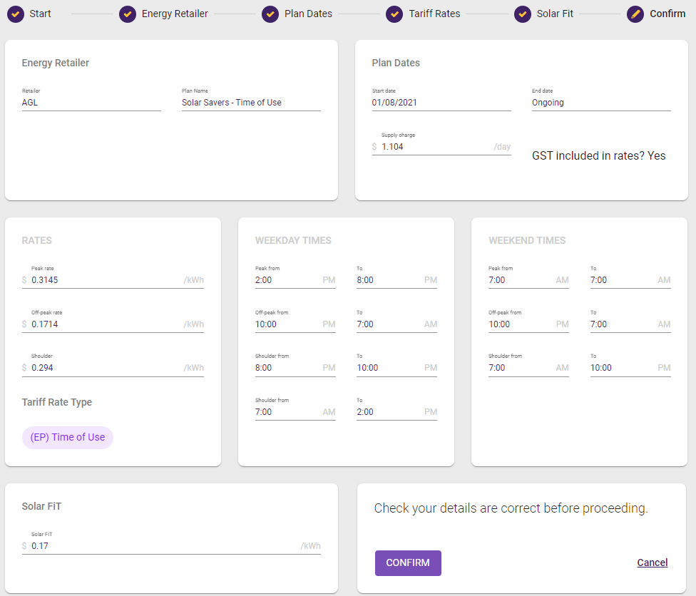 My Electricity Bill How to add edit an electricity plan